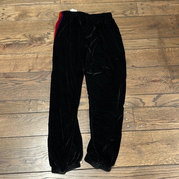NWT Aviator Nation 5 Stripe Sweatpants Black Velour - Picture 5 of 6